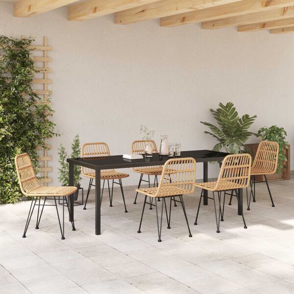vidaXL Set da Pranzo per Giardino 7 pcs Marrone