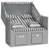 vidaXL Strandkorb Cuscini Polyrattan e Legno Massello Grigio e Bianco