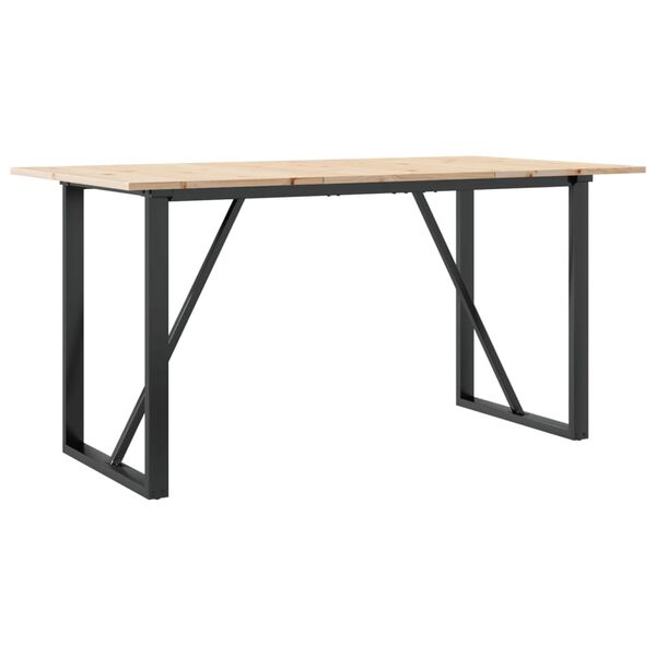 vidaXL Tavolo da Pranzo Telaio a O 140x80x75 cm Legno Pino e Acciaio
