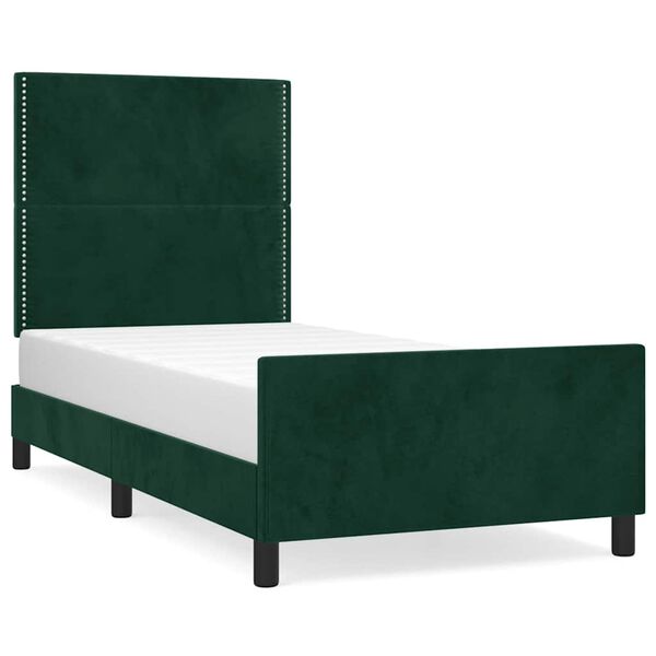 vidaXL Giroletto senza Materasso Verde Scuro 100x200 cm in Velluto