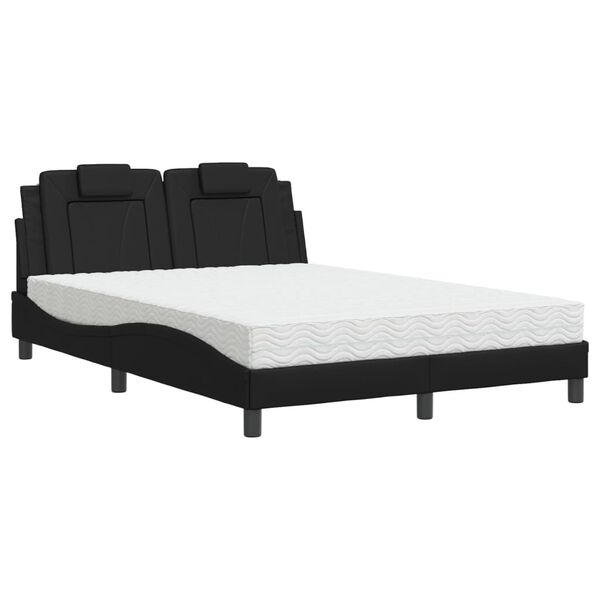 vidaXL Letto Viana con Materasso Nero 140x190 cm in Similpelle