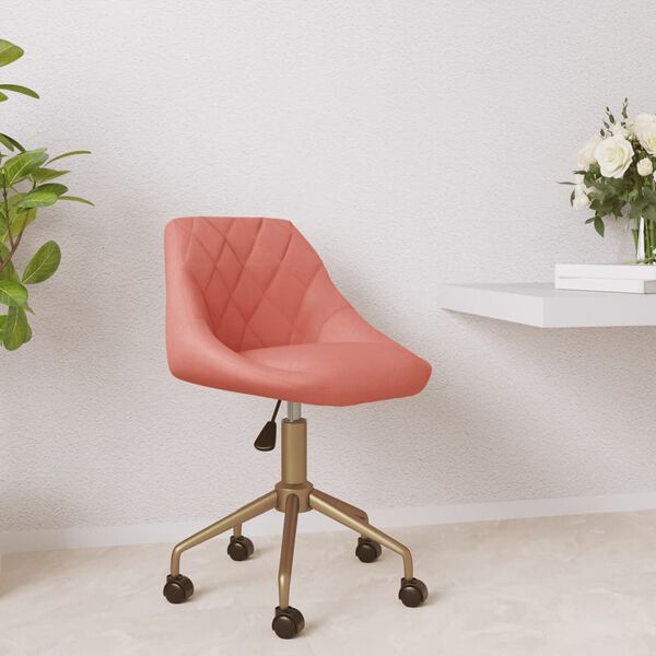 vidaXL Sedia da Pranzo Girevole Rosa in Velluto
