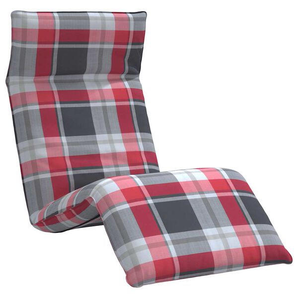 vidaXL Lettino Pieghevole Quadri Rossi 175x54x8,5 cm in Tessuto Oxford