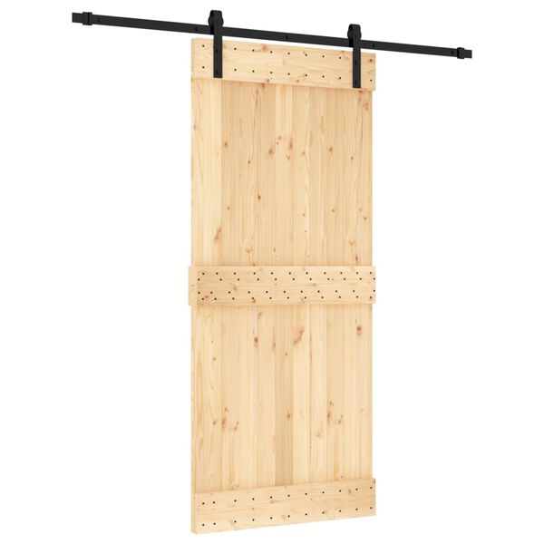 vidaXL Porta Scorrevole con Set Hardware 90x210 cm Legno Massello Pino