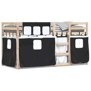 vidaXL Letto a Castello senza Materasso Bianco e Nero 90x200cm in Pino