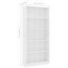 vidaXL Libreria a 5 Ripiani Bianca 80x24x175 cm in Legno Multistrato