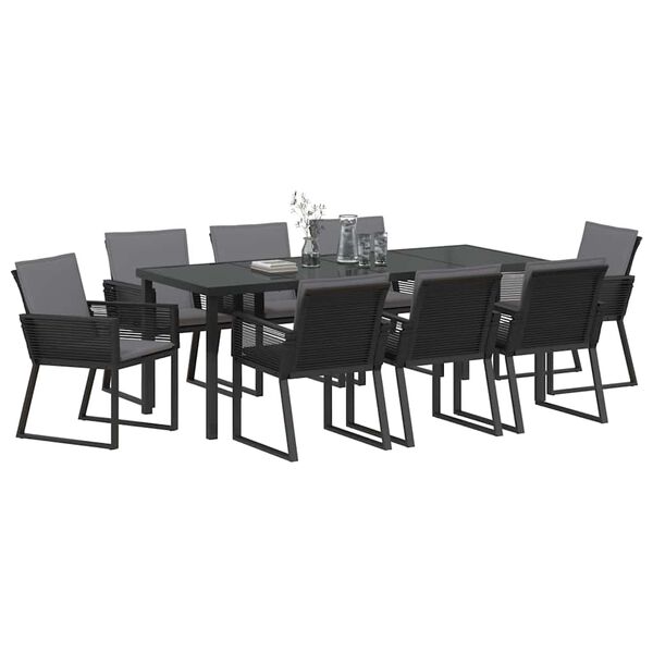 vidaXL Set da Pranzo per Giardino 9 pcs Nero
