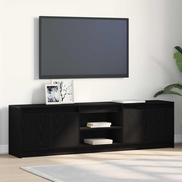 vidaXL Unit&agrave; TV 2 pcs Nero 180 x 34 x 50 cm Legno multistrato
