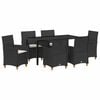 vidaXL Set da Pranzo per Giardino 7 pz Nero polyrattan