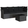 vidaXL Set Divani da Giardino 5 pz con Cuscini in Polyrattan Nero