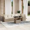 vidaXL Set Divani da Giardino 7 pz con Cuscini Beige in Polyrattan