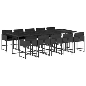 vidaXL Set da Pranzo da Giardino 11 pz con Cuscini in Polyrattan Nero