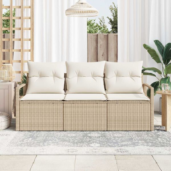 vidaXL Set di divani 3 pcs Beige polyrattan