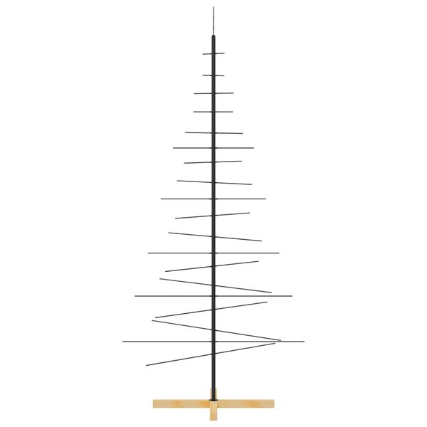 vidaXL Albero di Natale in Metallo con Base in Legno Nero 180 cm