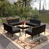 vidaXL Set Divani da Giardino 9 pz con Cuscini in Polyrattan Nero
