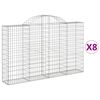 vidaXL Cesti Gabbioni ad Arco 8 pz 200x30x120/140 cm Ferro Zincato