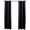 vidaXL Tende oscuranti con anelli 2 pz Nero 97x213 cm Tessuto
