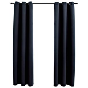 vidaXL Tende oscuranti con anelli 2 pz Nero 97x213 cm Tessuto