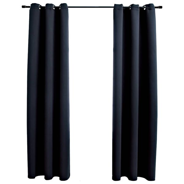 vidaXL Tende oscuranti con anelli 2 pz Nero 97x213 cm Tessuto