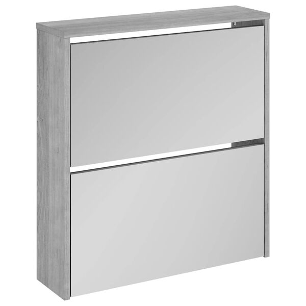 vidaXL Scarpiera con Specchio a 2 Livelli Grigio sonoma 63x17x67 cm