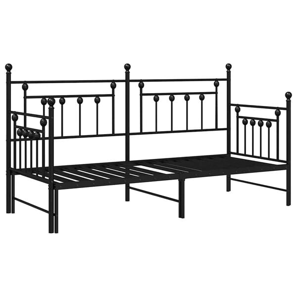 vidaXL Struttura per letto di giorno Nero 75 x 190 cm Acciaio