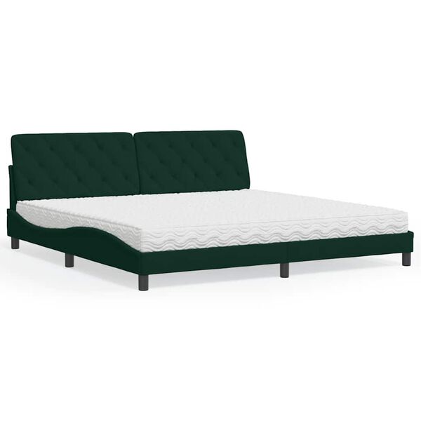 vidaXL Letto con Materasso Verde Scuro 200x200 cm Velluto