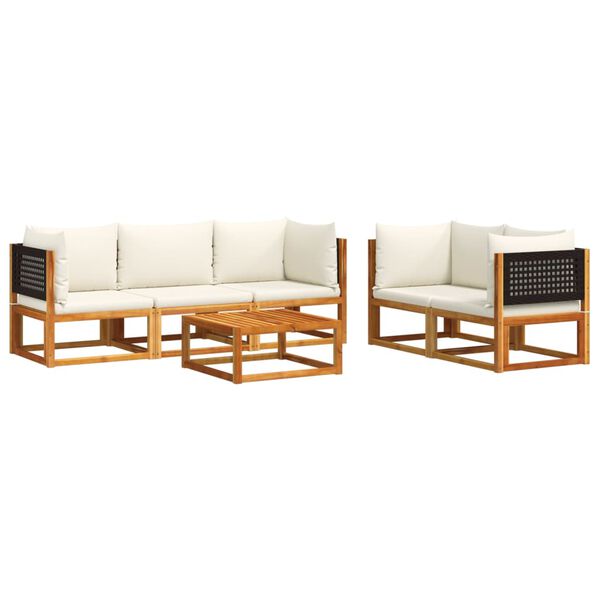 vidaXL Set di divani da giardino 6 pezzi con cuscini in legno di acacia e rattan