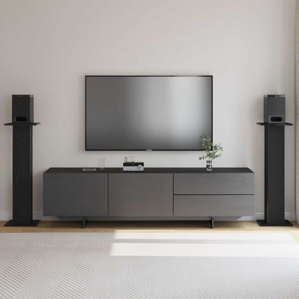 vidaXL Supporti per Altoparlanti 2 pcs Rovere Nero 30 x 30 x 95 cm