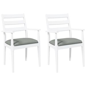 vidaXL Sedie da Pranzo con Cuscini 2 pz Bianco Legno Massello di Hevea