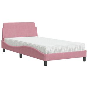 vidaXL Letto con Materasso Dover Rosa 100x200 cm in Velluto