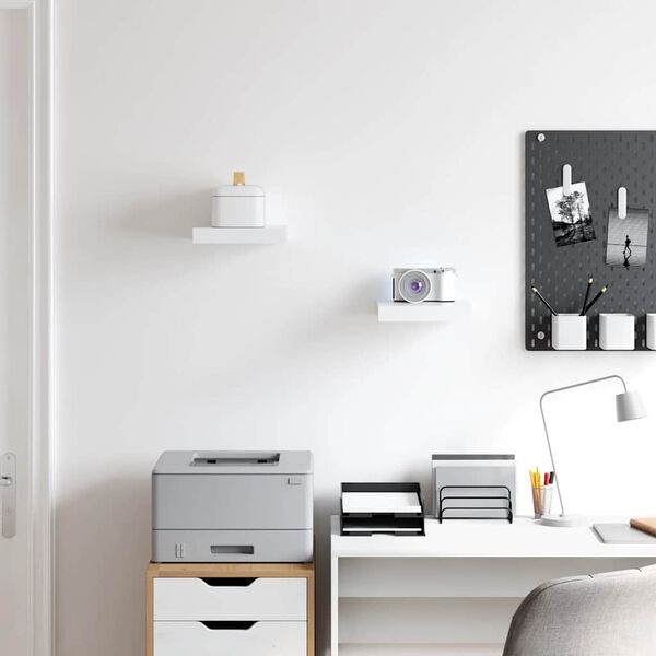 vidaXL Scaffali a Parete 2 pz Bianchi 23x23,5x3,8 cm in MDF