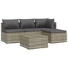 vidaXL Set Divani da Giardino 5 pz con Cuscini in Polyrattan Grigio