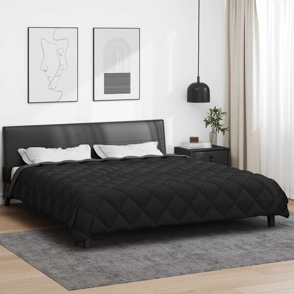 vidaXL Duvet Invernale Nero e antracite 220 x 200 cm Microfibra