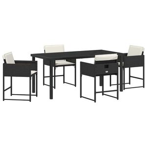 vidaXL Set da Pranzo per Giardino 5 pcs Nero polyrattan