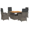 vidaXL Set da Pranzo da Giardino 5 pz con Cuscini in Polyrattan Grigio