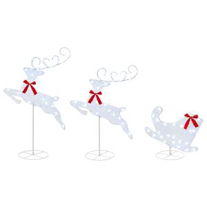vidaXL Renna di Natale con slitta 3 pz 72 LED Bianco freddo