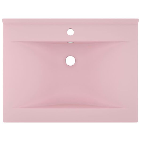 vidaXL Lavandino con Foro Rubinetto Rosa Opaco 60x46 cm in Ceramica