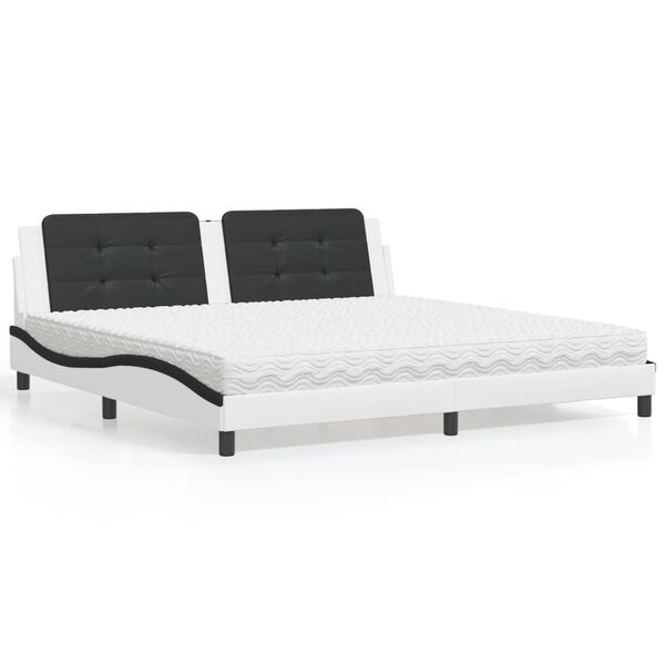 vidaXL Letto con Materasso Zadar Bianco e Nero 200x200cm in Similpelle
