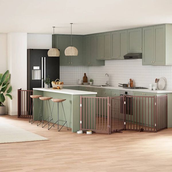 vidaXL Cancello Cani Porta Pieghevole Marrone 10 Pannelli 800cm Pioppo