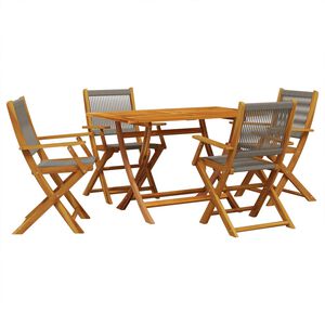 vidaXL Set da Pranzo da Giardino 5 pz Polipropilene e Legno Massello