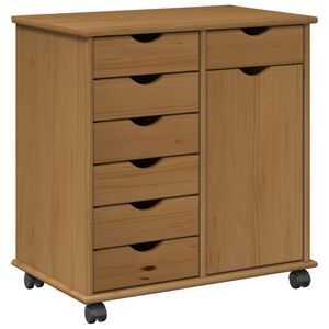 vidaXL Mobile con Ruote 63,5 x 39 x 65,5 cm Legno di Pino Massello