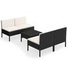 vidaXL Set Divani da Giardino 5 pz con Cuscini in Polyrattan Nero