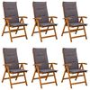 vidaXL Sedie da giardino reclinabili 6 pz Naturale