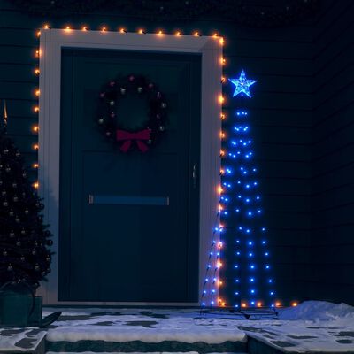 vidaXL Albero di Natale a Cono Decorato Blu con 84 LED 50x150 cm