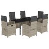 vidaXL Set da Pranzo da Giardino 7 pz Cuscini Polyrattan Grigio Chiaro