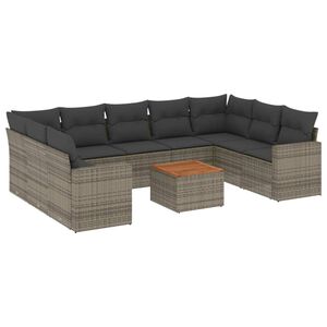 vidaXL Set Divano da Giardino 10 pz con Cuscini Grigio in Polyrattan