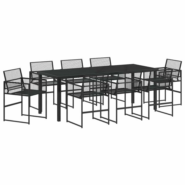 vidaXL Set da Pranzo per Giardino 9 pcs Nero