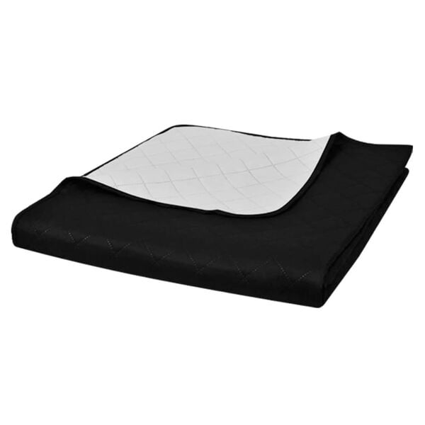 vidaXL Copriletto Trapuntato a Doppia Faccia Nero/Grigio 230 x 260 cm