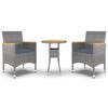 vidaXL Set da Pranzo per Giardino 3 pz in Polyrattan Grigio