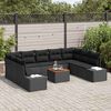 vidaXL Set Divano da Giardino con cuscino 10 pcs Nero polyrattan